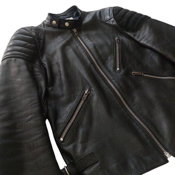 Acne Studios Oliver Leather Jacket Black Men's Size 48 M - Picture 5 of 15